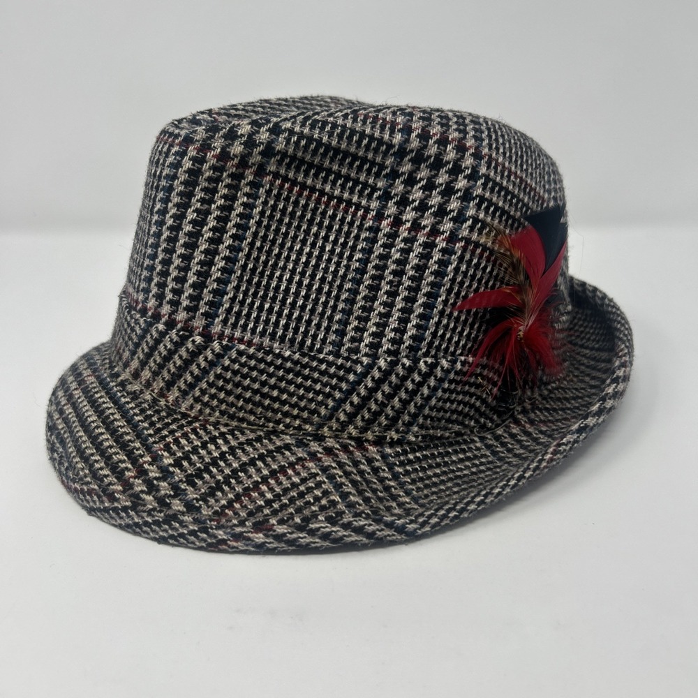 Vintage United Hatters Cap & Millinery Wkrs. Int. Union Houndstooth Fedora 7 1/4